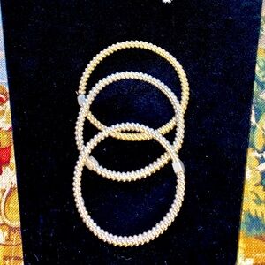 OFFER PENDING: Set of 3 Mignon Faget Halo Gold/Silver Faceted Bracelets Genuine